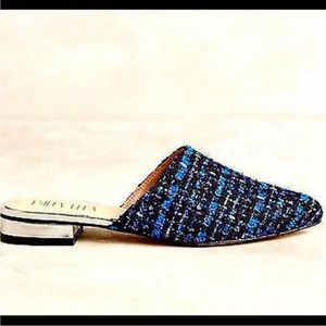 Anthropologie Billy Ella Slip on flat mule size 9.5 Black Blue Silver